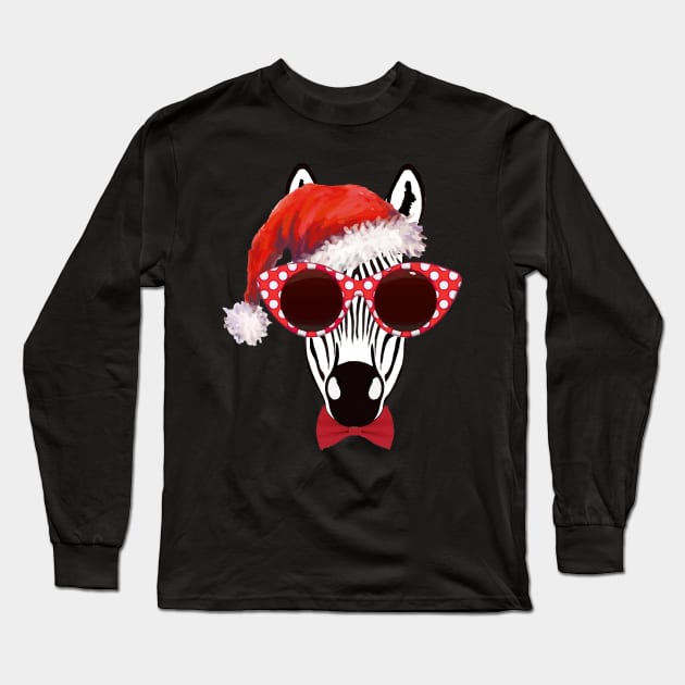 Zebra face christmas humor sweater Long Sleeve T-Shirt by Collagedream